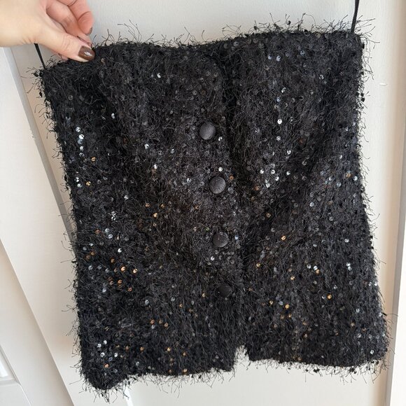 ZARA Fringed Sequin Bustier Top - Picture 3 of 4